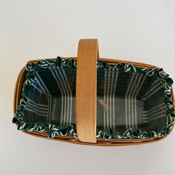Longaberger Vintage Basket with Green Liner and Protector - Picture 2 of 7